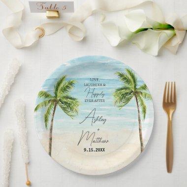 Beach Palm Tree Wedding Bridal Shower Plates