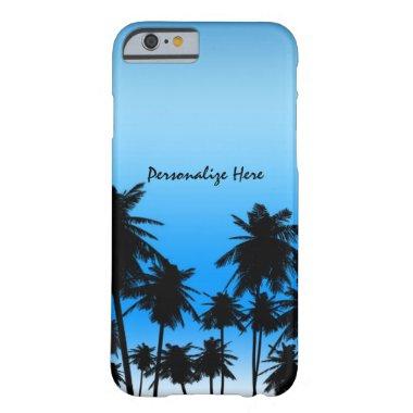 Beach Palm Trees Black & Blue Tropical Barely There iPhone 6 Case