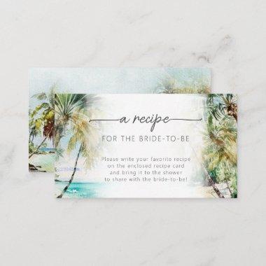 Beach Palm Trees Bridal Shower Recipe Request Enclosure Invitations