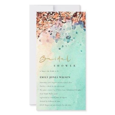 BEACH SAND ROCK WATERCOLOR BRIDAL SHOWER INVITE