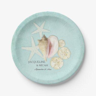 Beach Sea Ocean Shore Starfish Shell Wedding Party Paper Plates