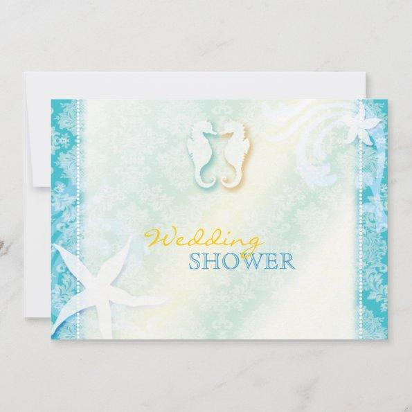 Beach Seahorse Wedding Couples Shower Invitations