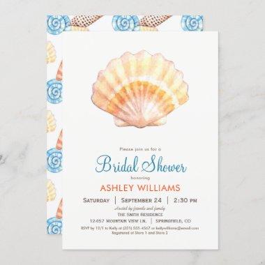 Beach Seashell Bridal Shower Invitations