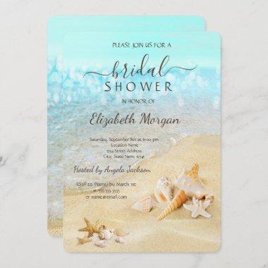 Beach Seashells Sand Bridal Shower  Invitations