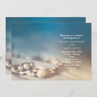 Beach Shells & Pearl Jewelry Elegant Bridal Shower Invitations