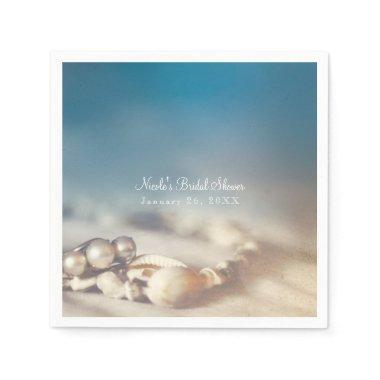 Beach Shells & Pearl Jewelry Elegant Bridal Shower Paper Napkins