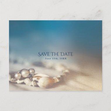 Beach Shells & Pearl Jewelry Elegant Save the Date Announcement PostInvitations