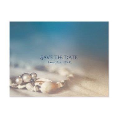 Beach Shells & Pearl Jewelry Elegant Save the Date Announcement PostInvitations