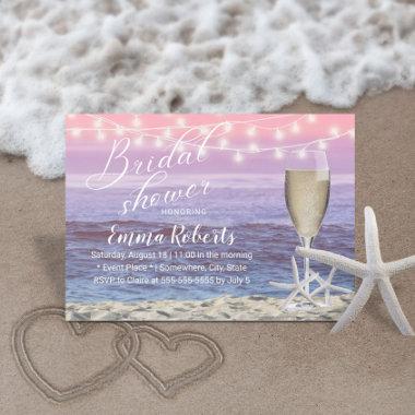 Beach Starfish Brunch & Bubbly Bridal Shower Invitations