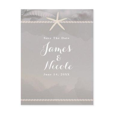 Beach Starfish Chic Grey Engagement Save the Date PostInvitations