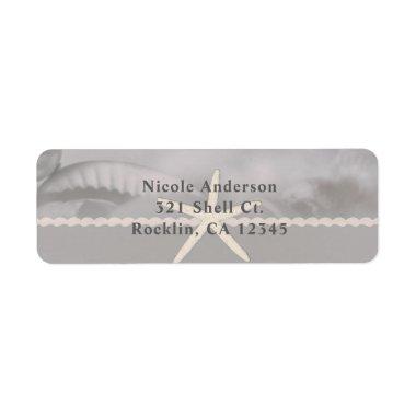 Beach Starfish Grey Chic Elegant  Label