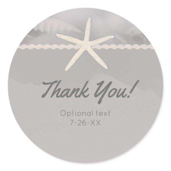 Beach Starfish Grey Chic Elegant Wedding Favor Classic Round Sticker
