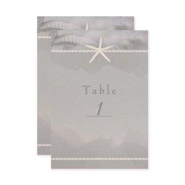 Beach Starfish Grey Chic Table Number Card