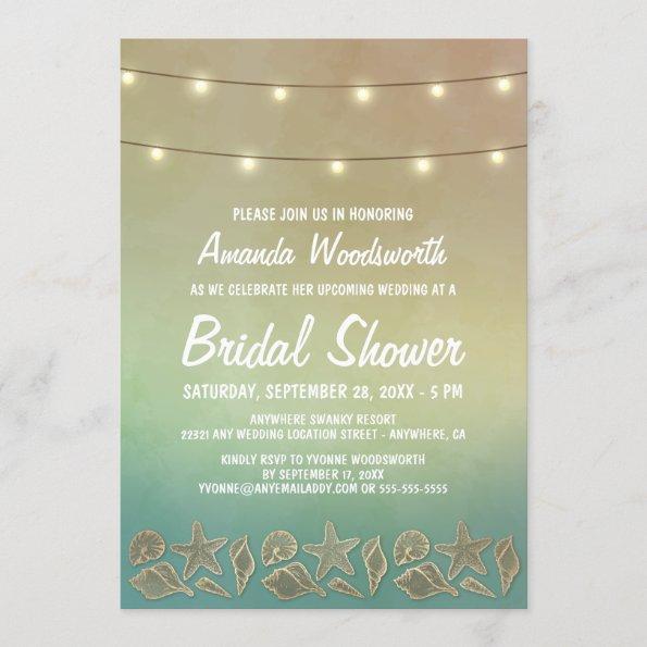 Beach Starfish Seashell Bridal Shower Invitations