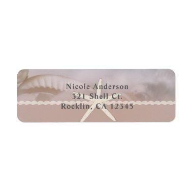 Beach Starfish Taupe Tan Chic Elegant Wedding Label