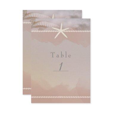 Beach Starfish Taupe Tan Chic Table Number Card