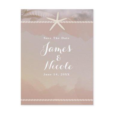 Beach Starfish Taupe Tan Engagement Save the Date PostInvitations