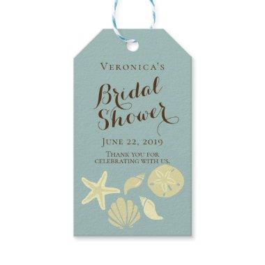 Beach Theme Seashells Personalized Bridal Shower Gift Tags