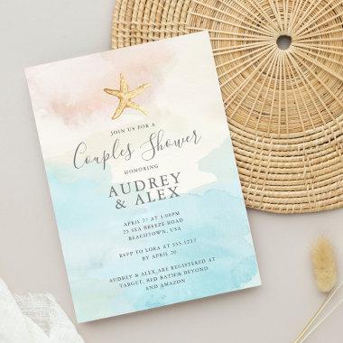 Beach Themed Couples Shower Invitations