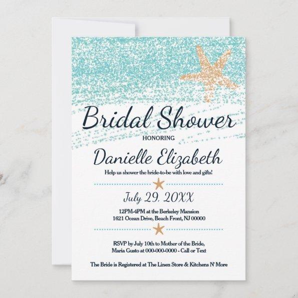 Beach Themed Starfish Bridal Shower Invitations