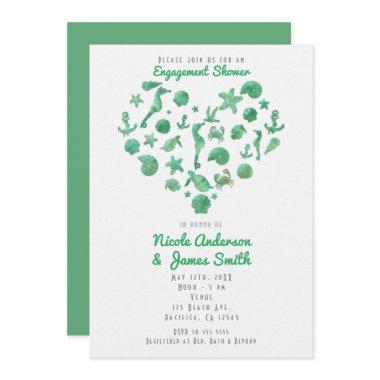 Beach Things Green Watercolor Modern
