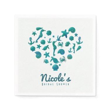 Beach Things Teal Watercolor Modern Chic Party Paper Napkins