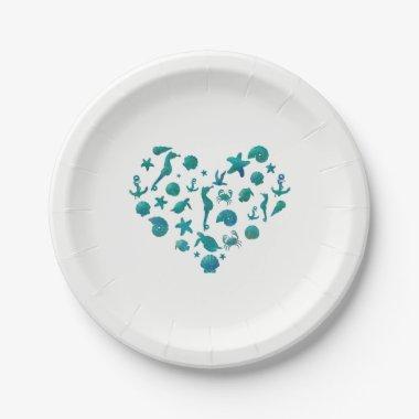 Beach Things Teal Watercolor Modern Chic Party Paper Plates
