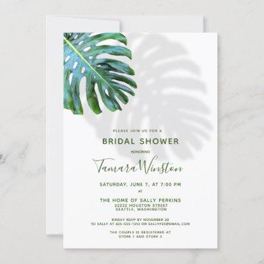 Beach Tropical Greenery with Shadow Bridal Shower Invitations