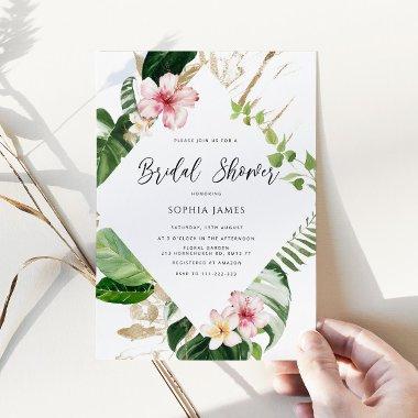 Beach tropical palm leaves frame