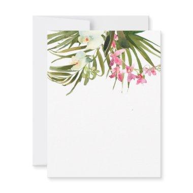 Beach Tropical Pink White Floral Orchids Blank Note Invitations