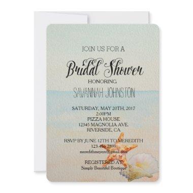 Beach Tropical with Starfish bridal shower Invitations