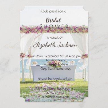 Beach Wedding Flowers Bridal Shower Invitations