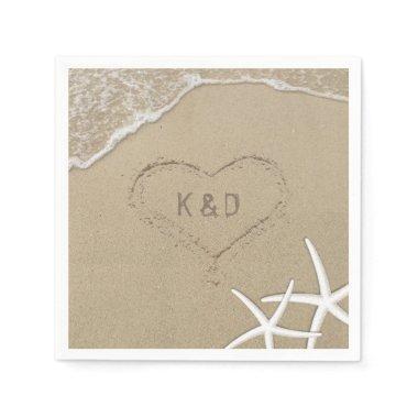 Beach Wedding Heart in the Sand Starfish Napkins