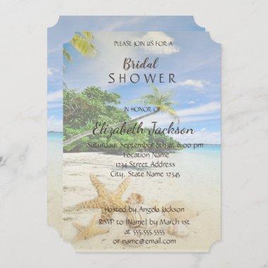 Beach Wedding,Palm,Seastar  Bridal Shower Invitations