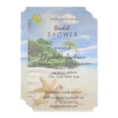 Beach Wedding,Palm,Seastar  Bridal Shower Invitations