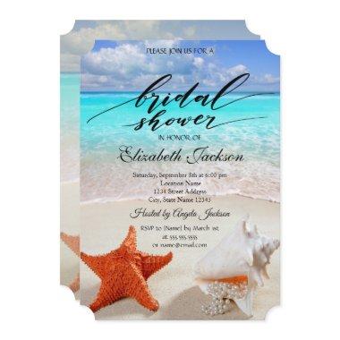 Beach Wedding Seashells Bridal Shower Invitations