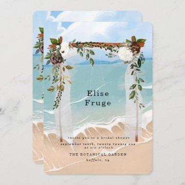 Beach White Canopy Floral Bridal Shower Invitations