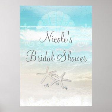 Beach White Starfish Elegant Party Banner Poster