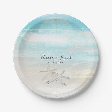 Beach White Starfish Elegant Summer Custom Party Paper Plates