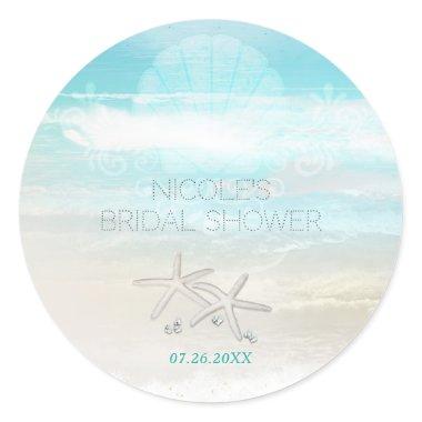 Beach White Starfish Elegant Summer Party Favor Classic Round Sticker