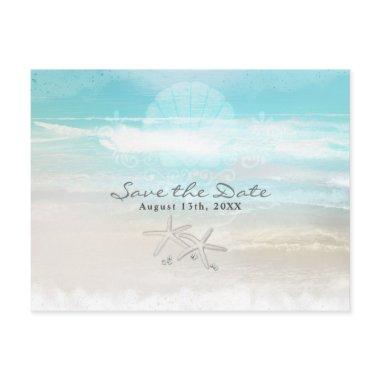 Beach White Starfish Elegant Summer Save the Date Announcement Post