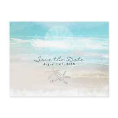 Beach White Starfish Elegant Summer Save the Date Announcement PostInvitations