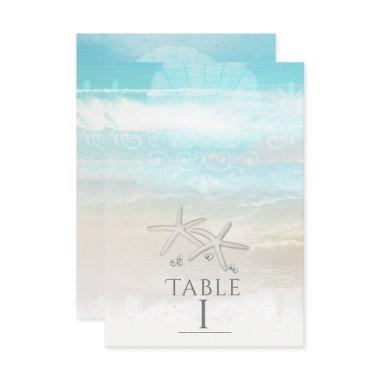 Beach White Starfish Elegant Summer Table Number