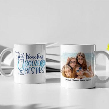 Beaches Booze & Besties Personalized Photo Coffee Mug