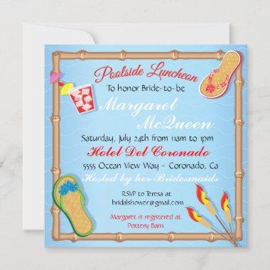 Beachy Poolside Bridal Shower Invitations