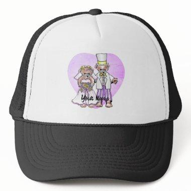 Bear Bride And Groom custom name Hat