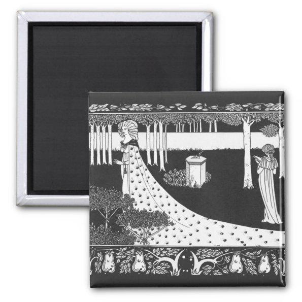 Beardsley Art Nouveau Black and White Woman Magnet