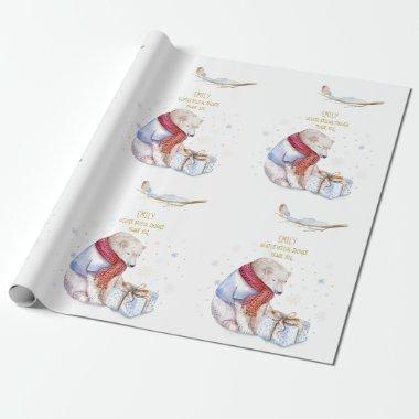 Beary Christmas Personalized Wonderland Bear Robin Wrapping Paper