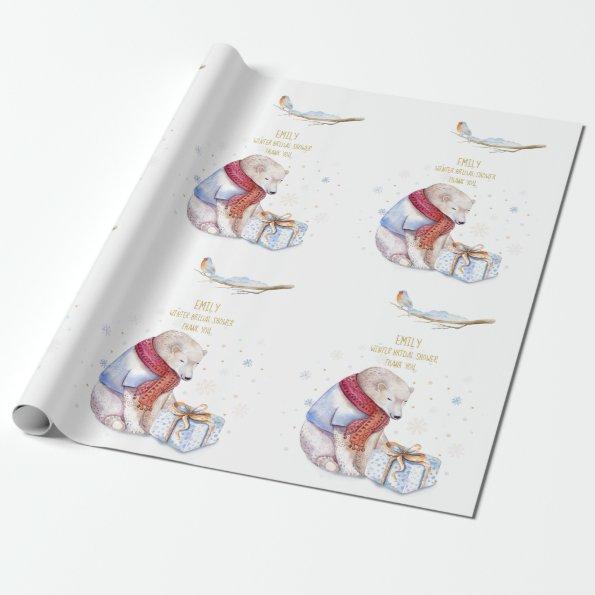 Beary Christmas Personalized Wonderland Bear Robin Wrapping Paper