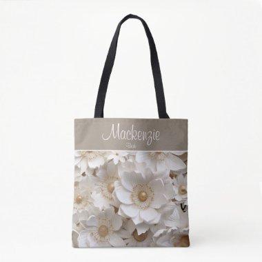 Beautiful 3D White Gardenia Bridal Tote